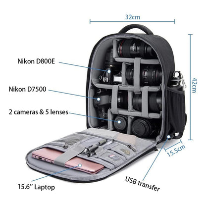 CADeN Camera Backpack Professional DSLR Bag with USB Charging Port Rain Cover, Photography Laptop Backpack for Women Men