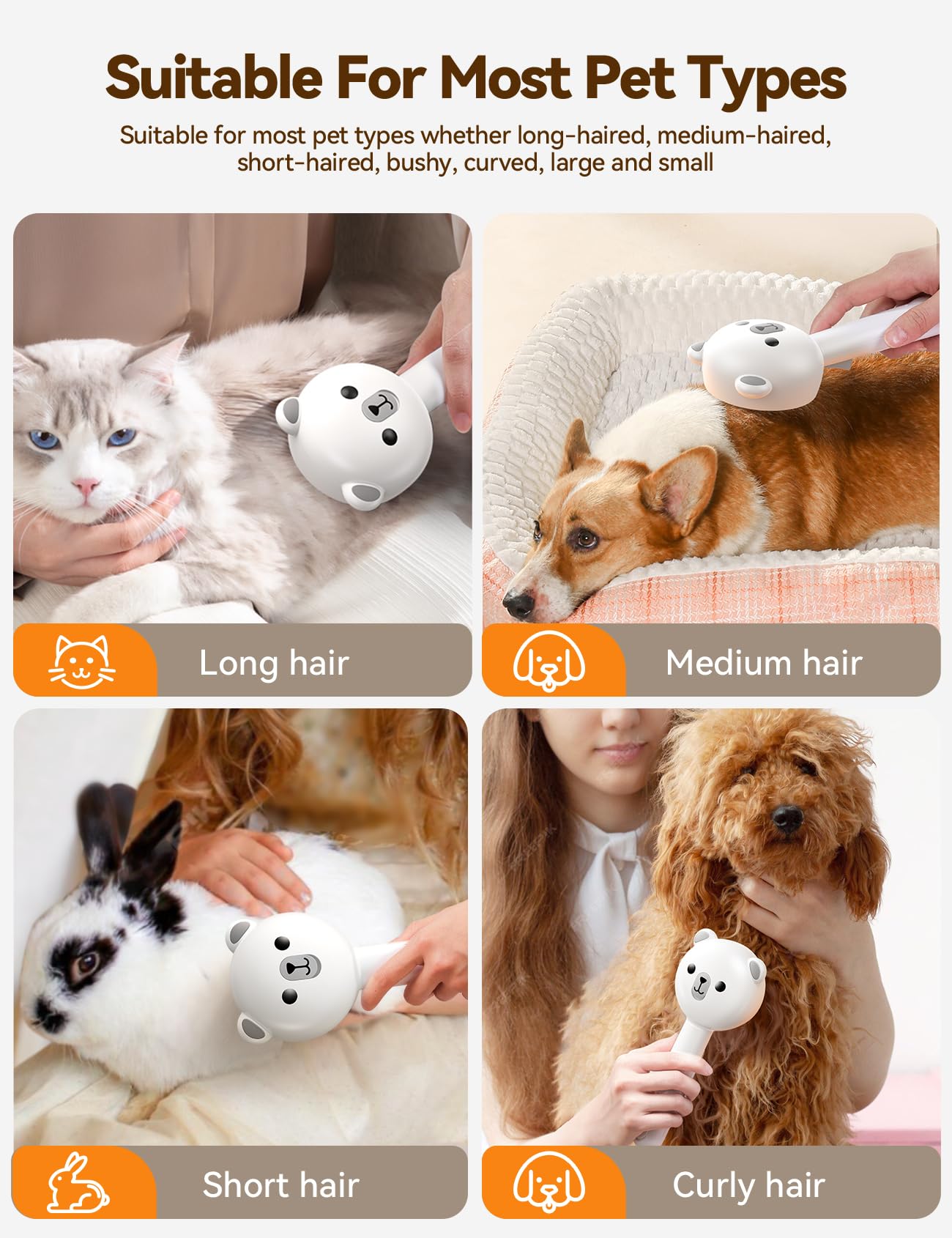 Cepillo a Vapor para Gatos Recargable USB