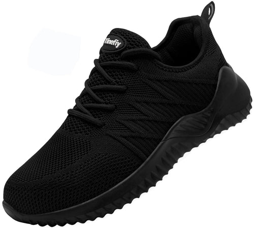Tinefiy Steel Toe Shoes for Women Lightweight Comfortable Slip Resistant Safety Work Sneakers Cushion Puncture Proof Shoes Indestructible Shoe