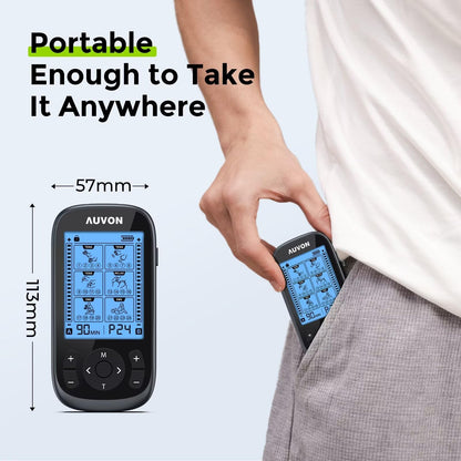 AUVON Unidad TENS y Electroestimulador Muscular 3 en 1