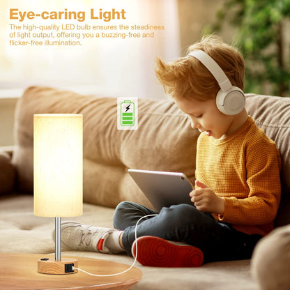 Fenmzee Lámpara de Mesa de Noche (USB C / Salida CA)