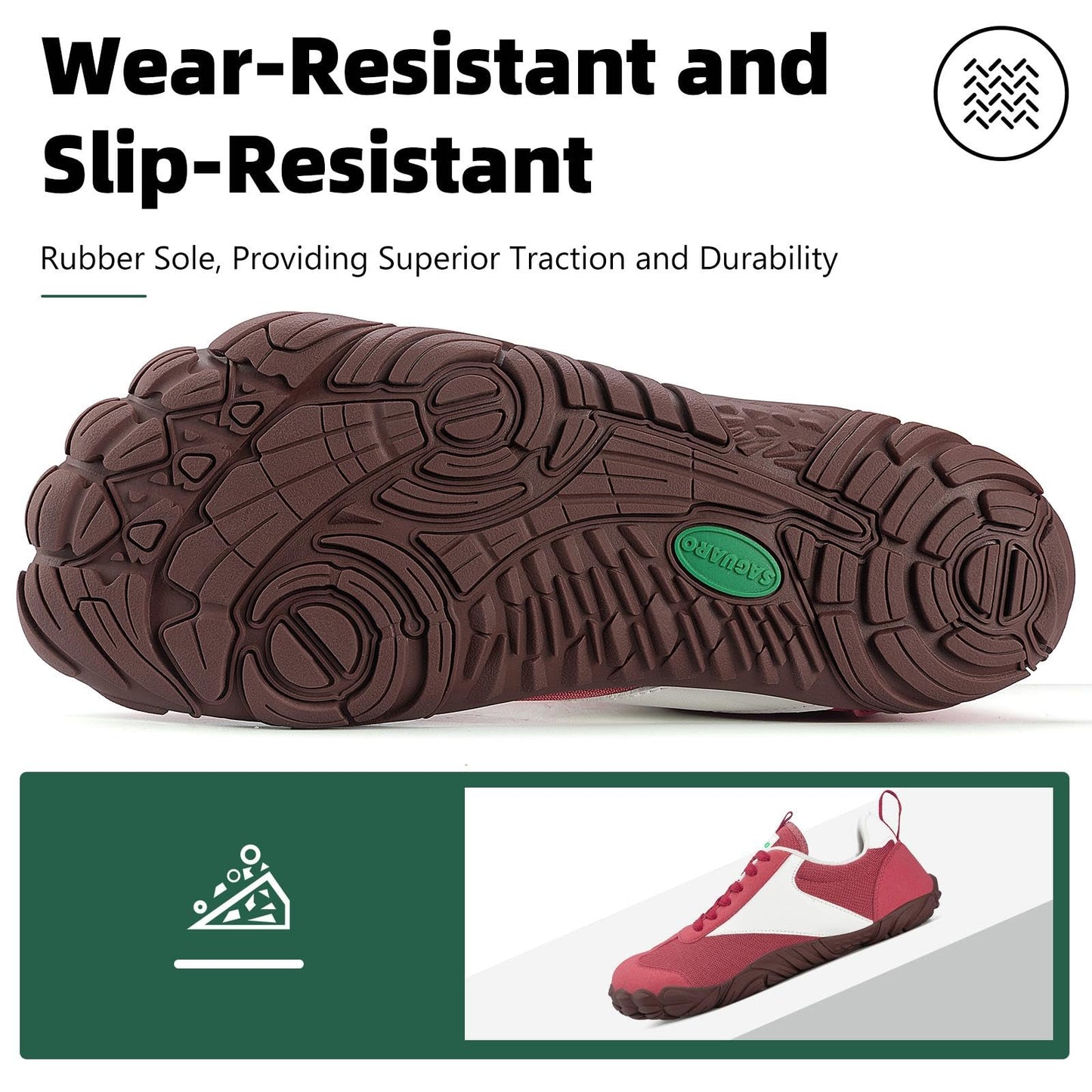 SAGUARO Wide Toe Box Minimalist Shoes for Men and Women, Zero Drop Trail-Runner Barefoot Sneakers Red 12.5 Women/10.5 Men
