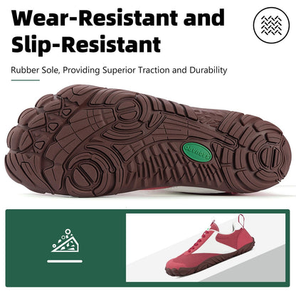SAGUARO Wide Toe Box Minimalist Shoes for Men and Women, Zero Drop Trail-Runner Barefoot Sneakers Red 12.5 Women/10.5 Men