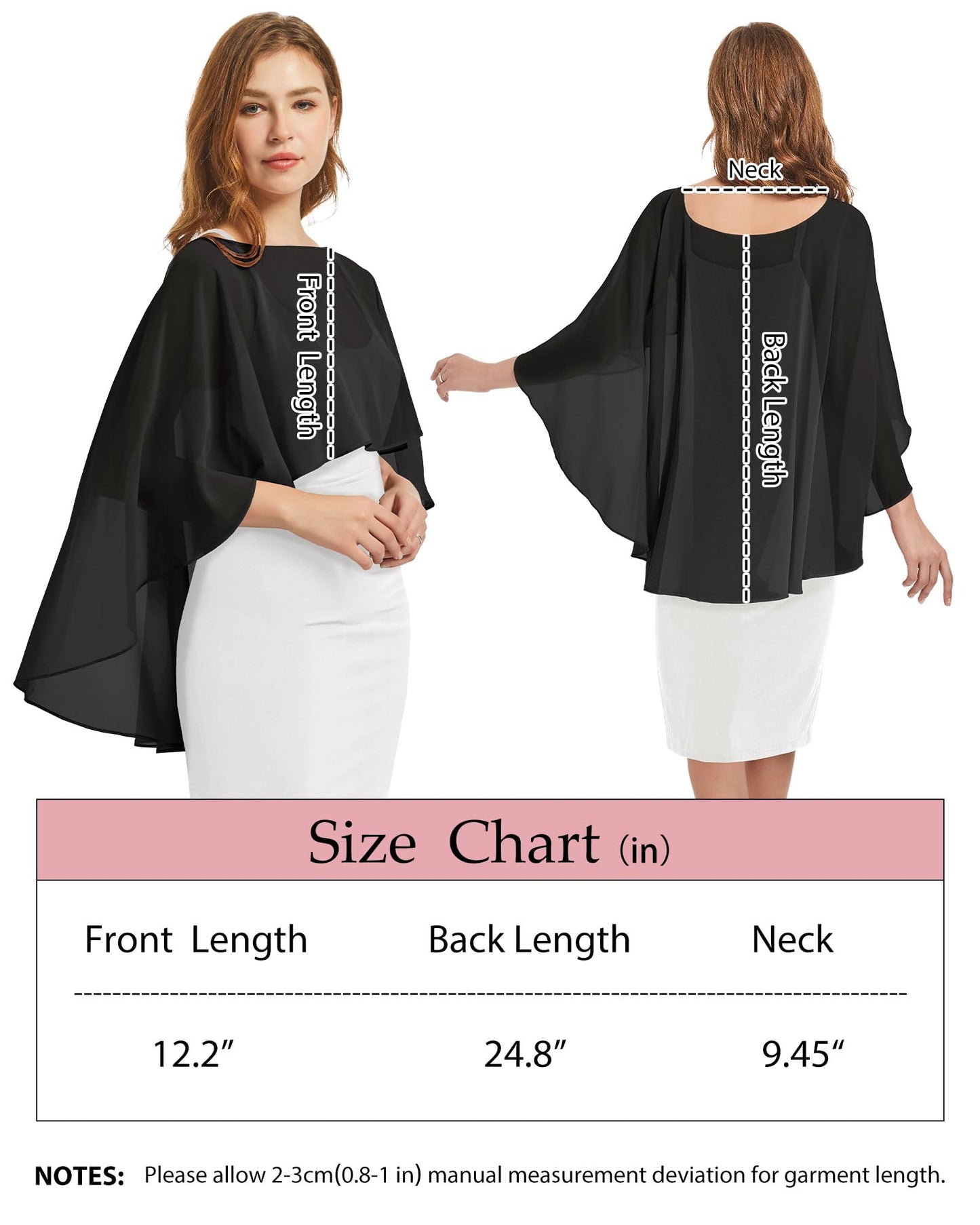 Capas y Mantones de Gasa para Vestido de Noche para Mujer (Negro)