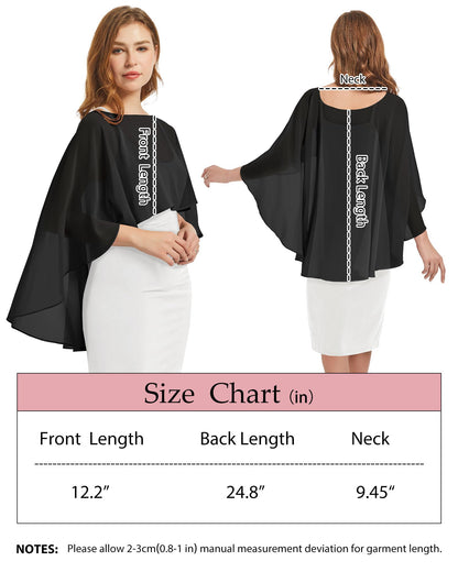 Capas y Mantones de Gasa para Vestido de Noche para Mujer (Negro)