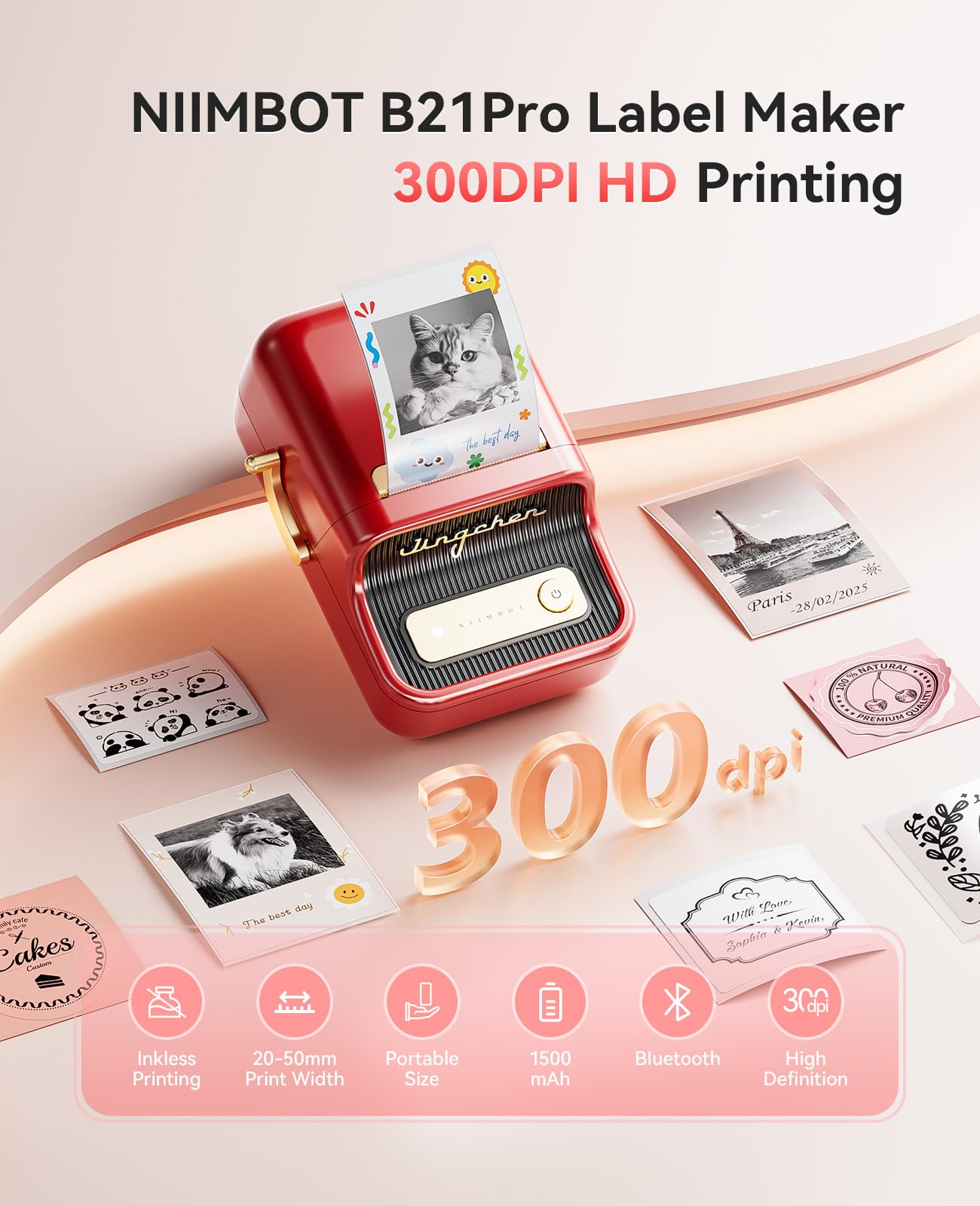 NIIMBOT Fabricante de Etiquetas B21 Pro (300DPI / Rojo)
