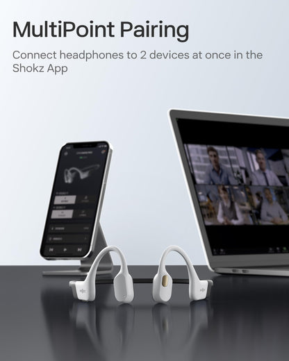 SHOKZ Auriculares Deportivos de Conducción Ósea OpenSwim Pro (Blanco)