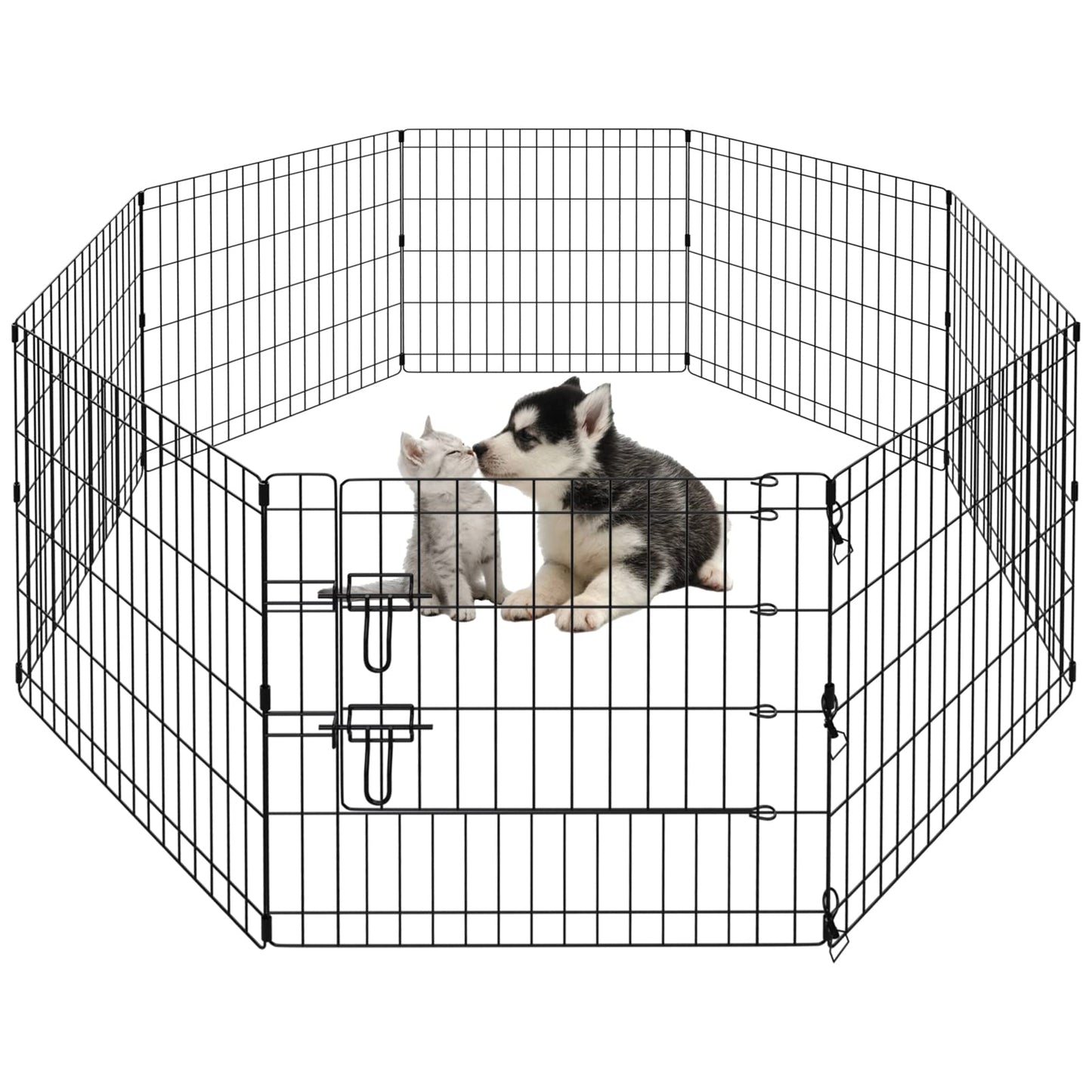 PEEKABOO Corral para Perros de 8 Paneles (24 Pulgadas / Negro)