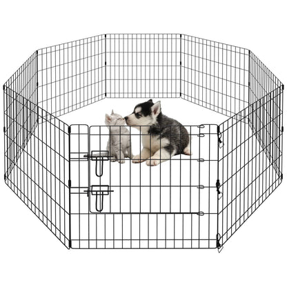 PEEKABOO Corral para Perros de 8 Paneles (24 Pulgadas / Negro)