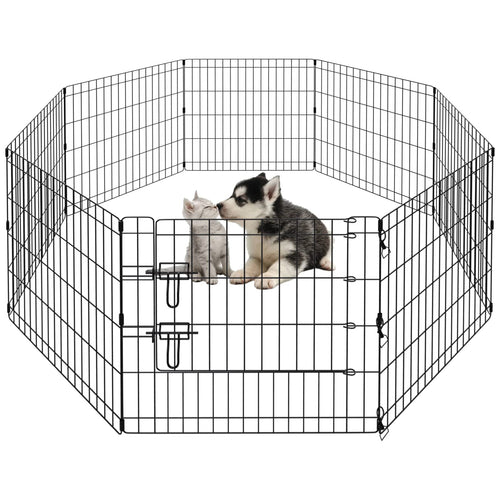 PEEKABOO Corral para Perros de 8 Paneles (24 Pulgadas / Negro)