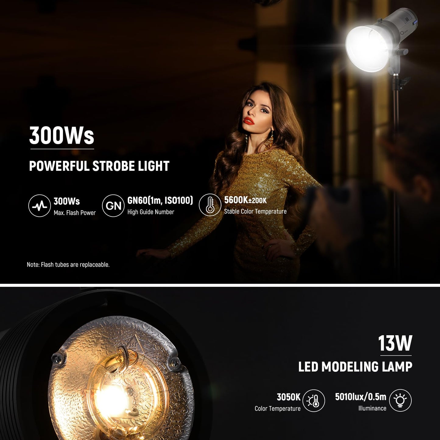 NEEWER Q300 300Ws 2.4G Outdoor Studio Flash with Q Compact Wireless Trigger, 7800mAh Li ion Battery Powered Strobe Light Photography Cordless Monolight with 1000 Full Power Flash 0.4-2.5s Recycle