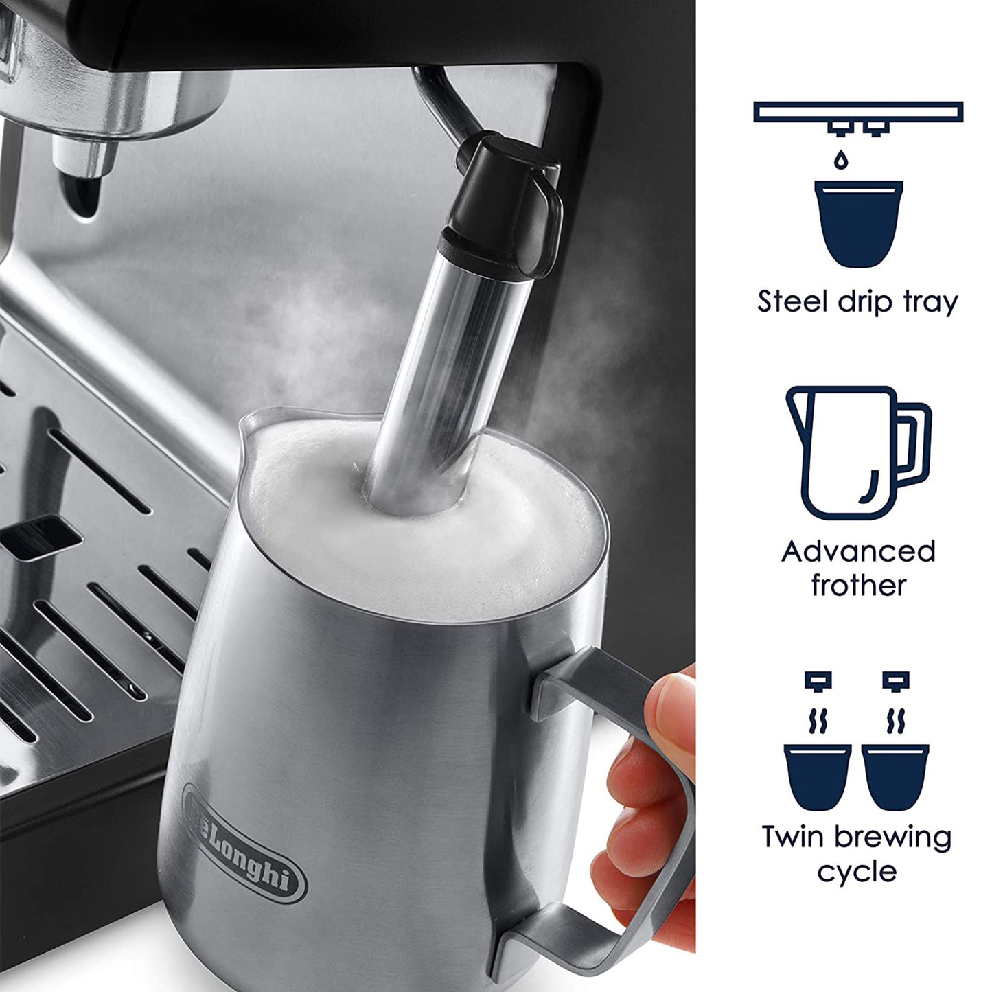 De'Longhi Máquina de Espresso de 15 Bares con Espumador de Leche