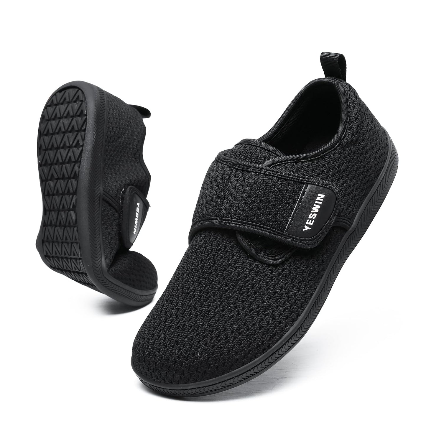 YESWIN Zapatos para Caminar para Diabéticos para Mujer (Negro)