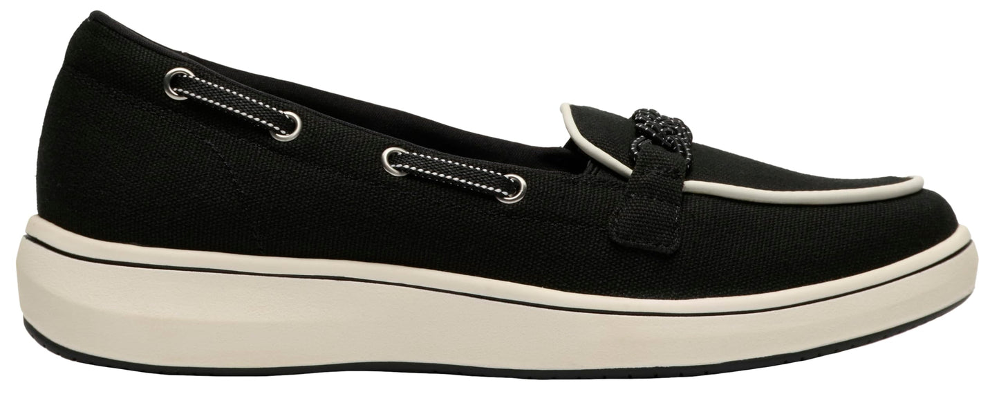 Clarks Women's BreezeSky Bay CloudSteppers Loafer, Black Canvas