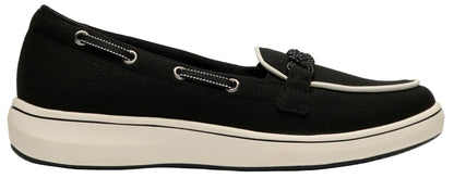 Clarks Women's BreezeSky Bay CloudSteppers Loafer, Black Canvas