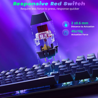 Redragon Teclado Mecánico para Juegos (Iluminación RGB / Switches Rojos)