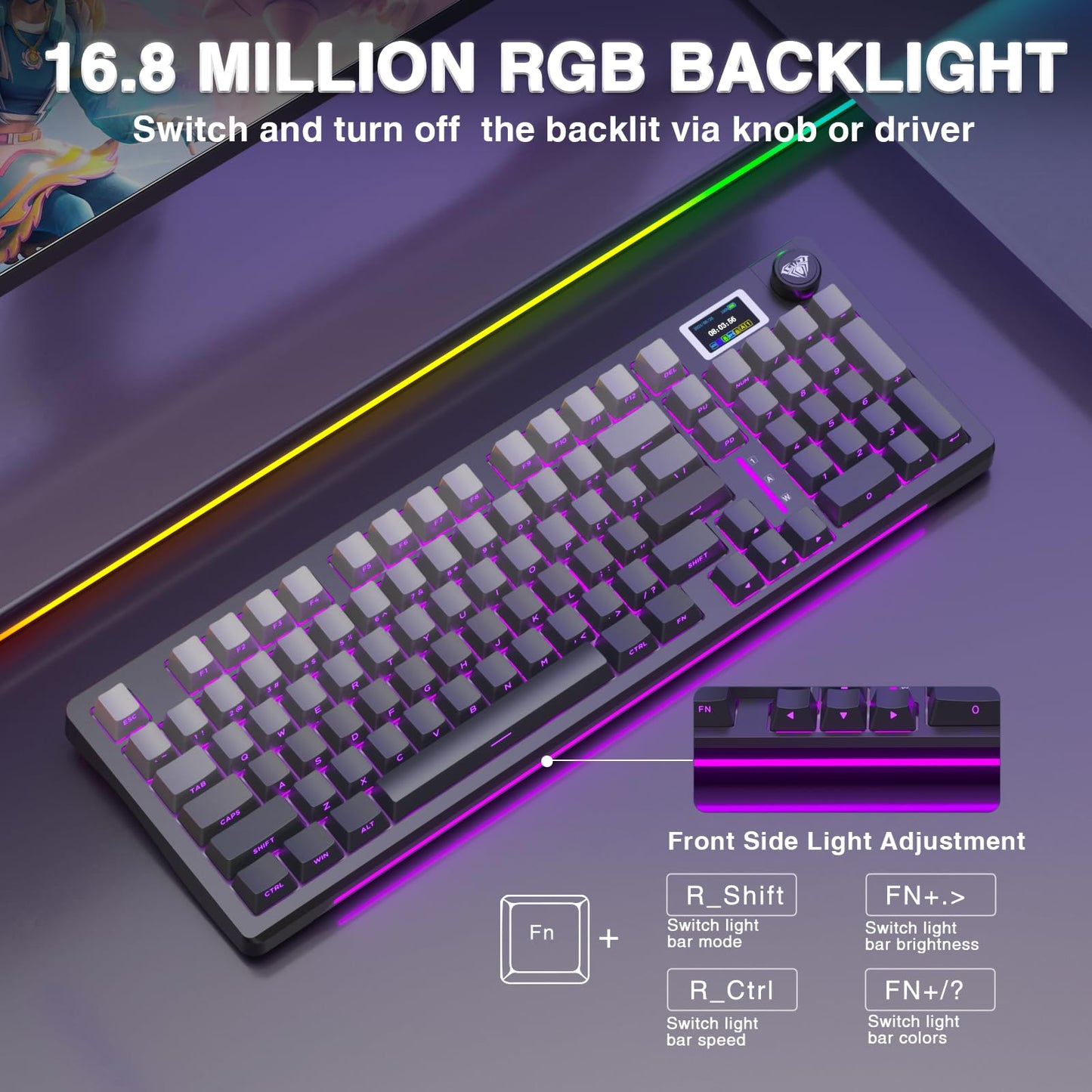 AULA Teclado Mecánico Inalámbrico Gaming S98 Pro (Con Pantalla)