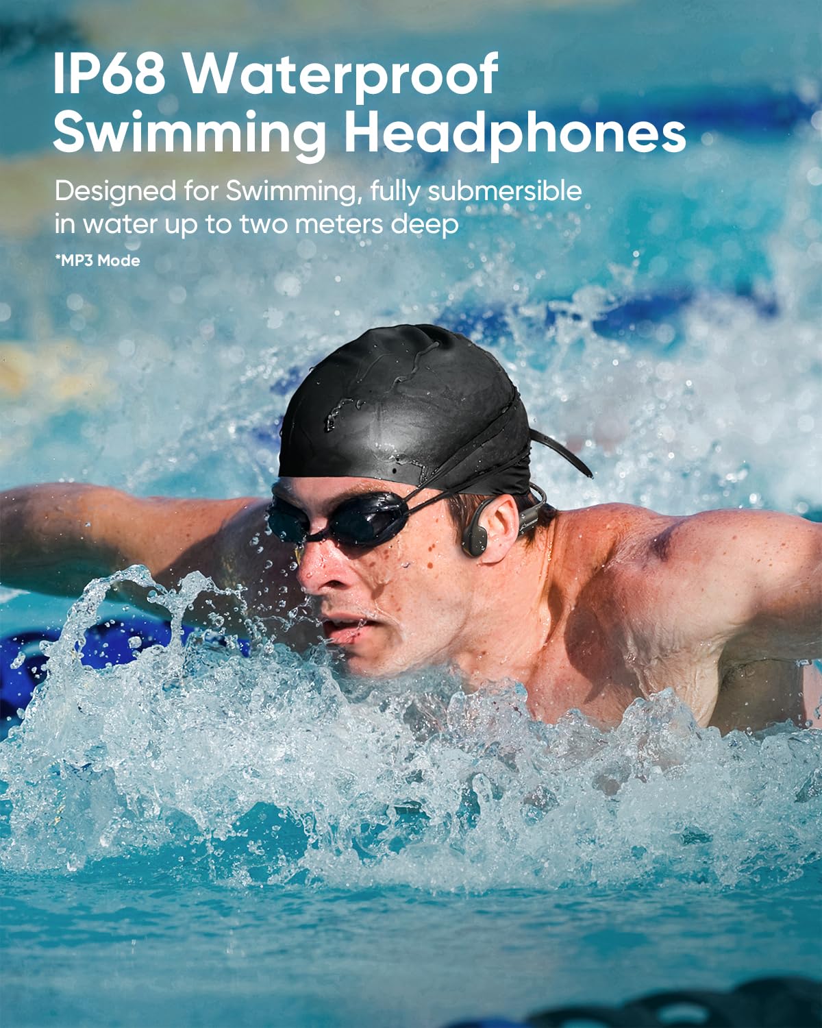 SAMVEK Auriculares de Natación de Conducción Ósea (32GB / Negro)