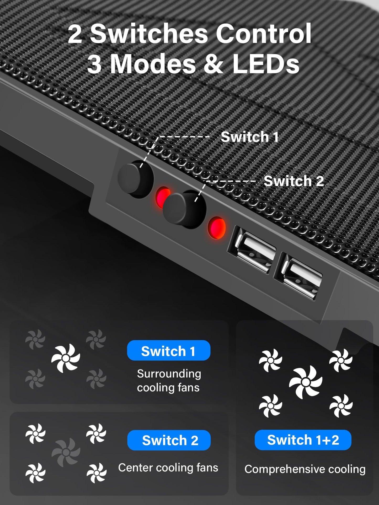 Kootek Base Refrigerante para Laptop (5 Ventiladores / Rojo)