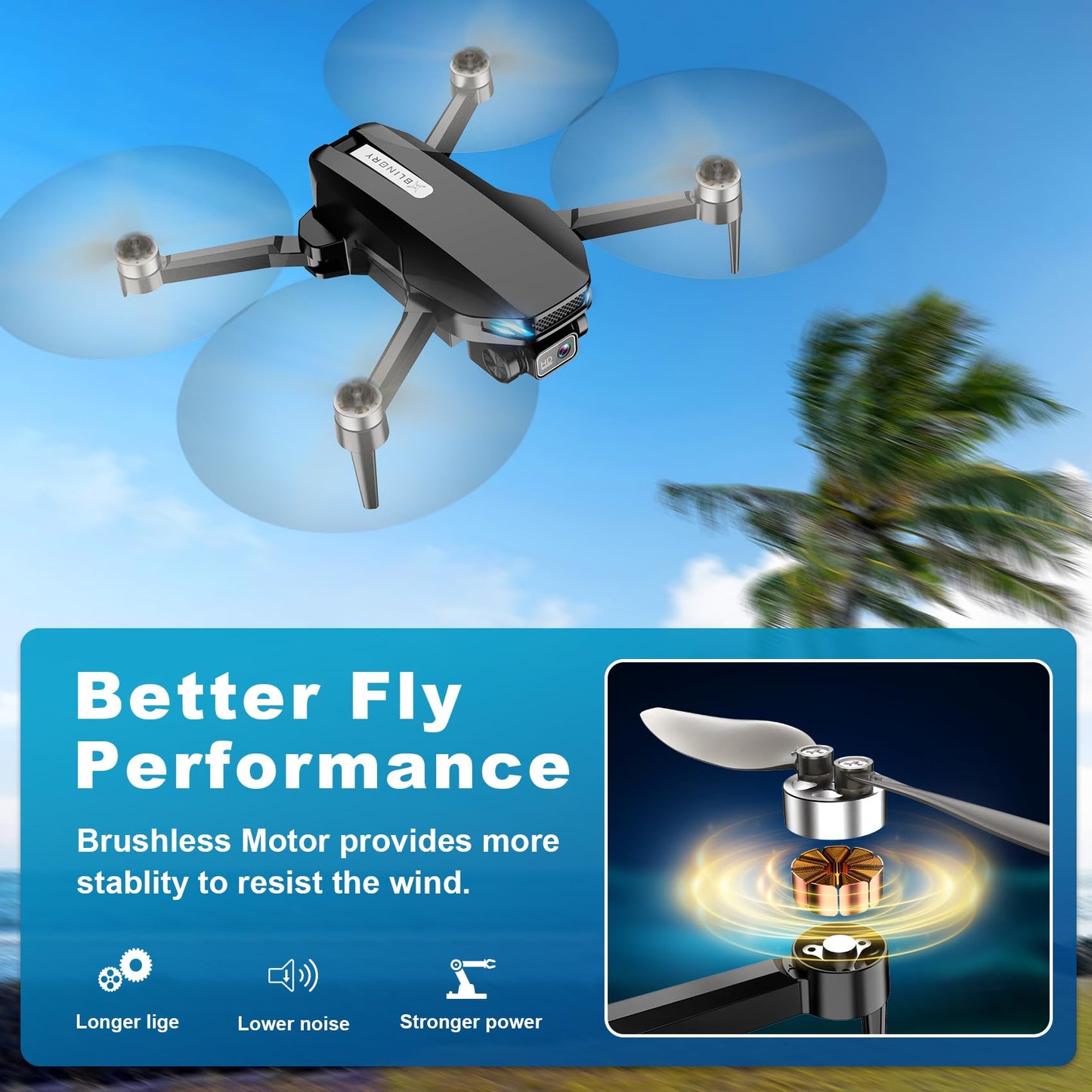 Dron GPS con Cámara 2K HD FPV para Adultos (Black)