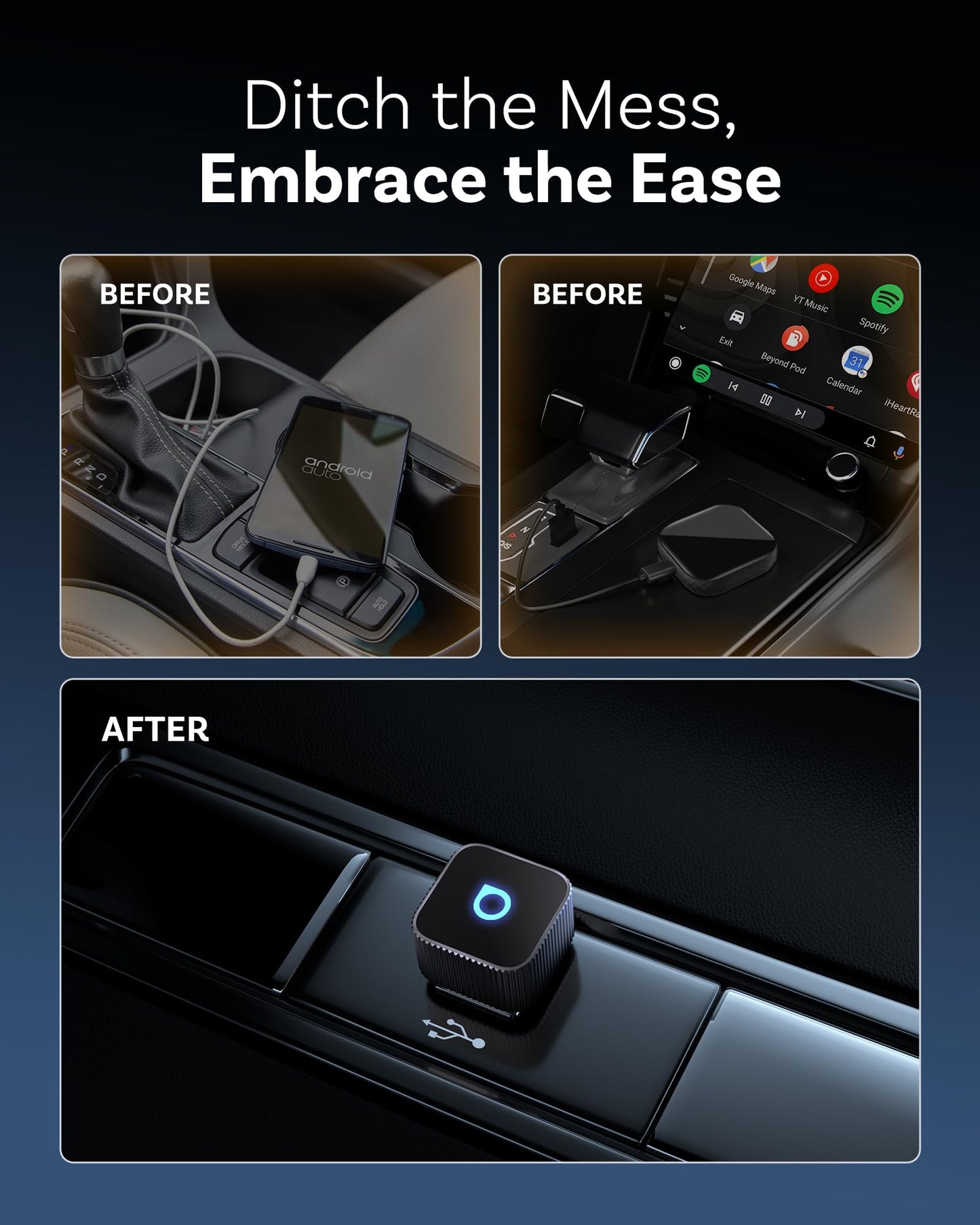 Ottocast Mini Cube 3.0 Wireless CarPlay & Android Auto Adapter 2026– Plug & Play, Fast Auto-Reconnect (Black)