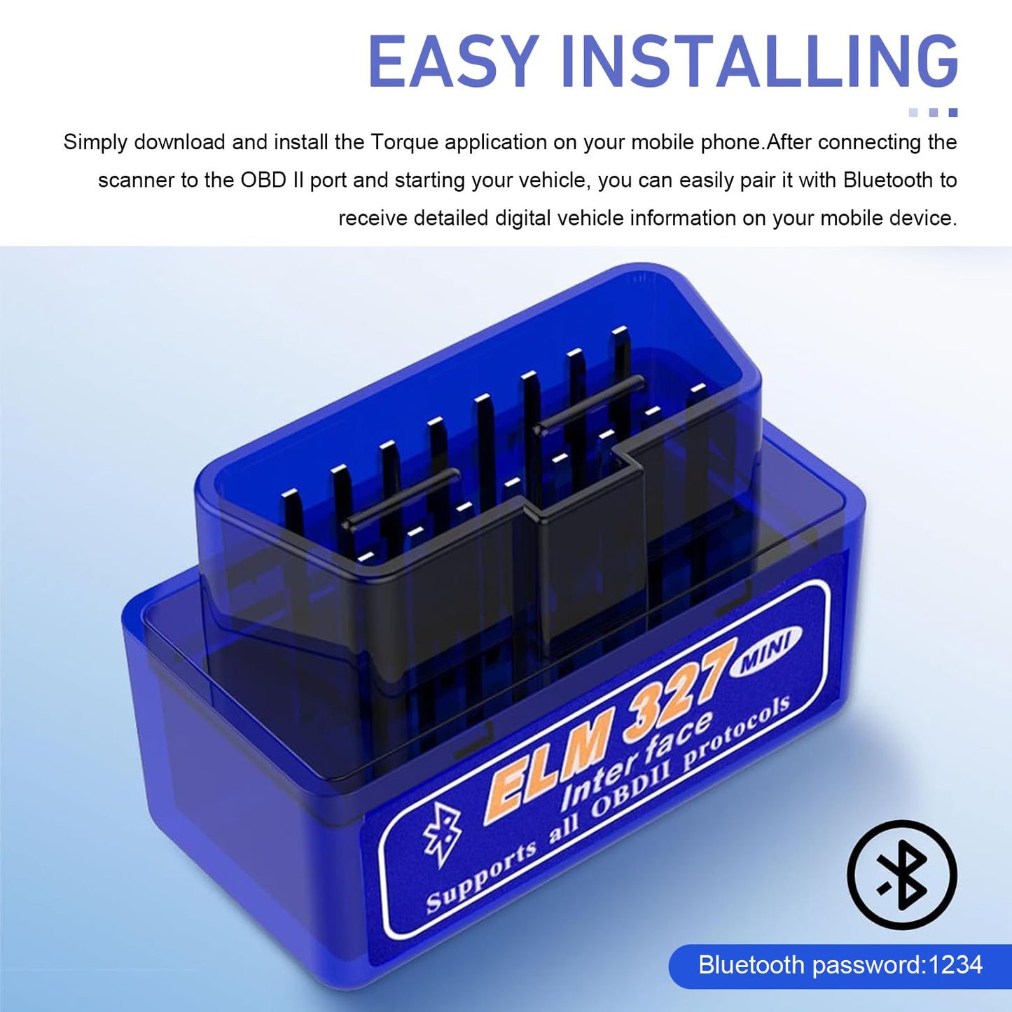yorpyep Escáner OBD2 y Herramienta de Diagnóstico Bluetooth (Azul)