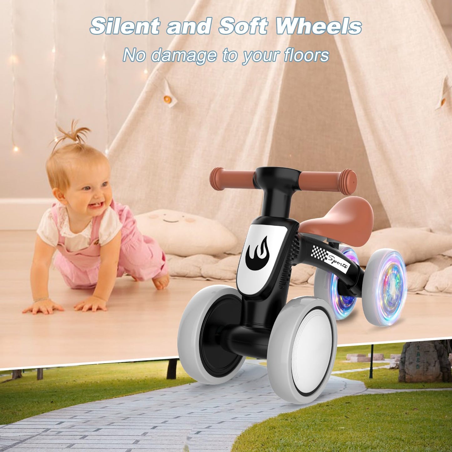 Bicicleta de Equilibrio Iluminada para Bebés de 1 Año