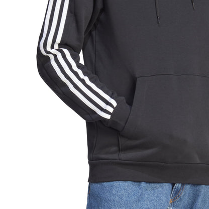 adidas Men's Essentials Fleece 3-stripes Hoodie, Black, Large