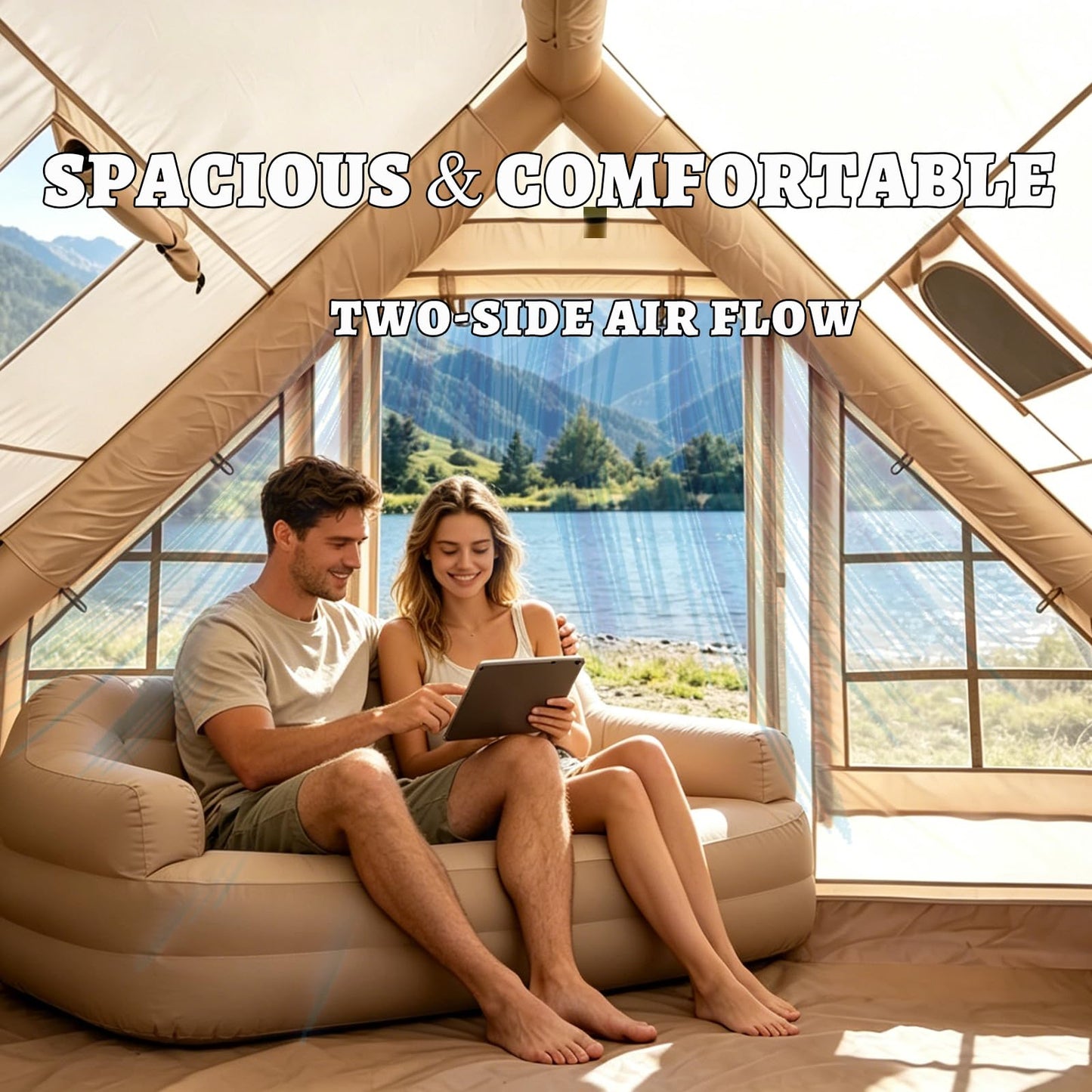 Tienda de Campaña Inflable Glamping (Beige / 9.8 * 6.9ft)