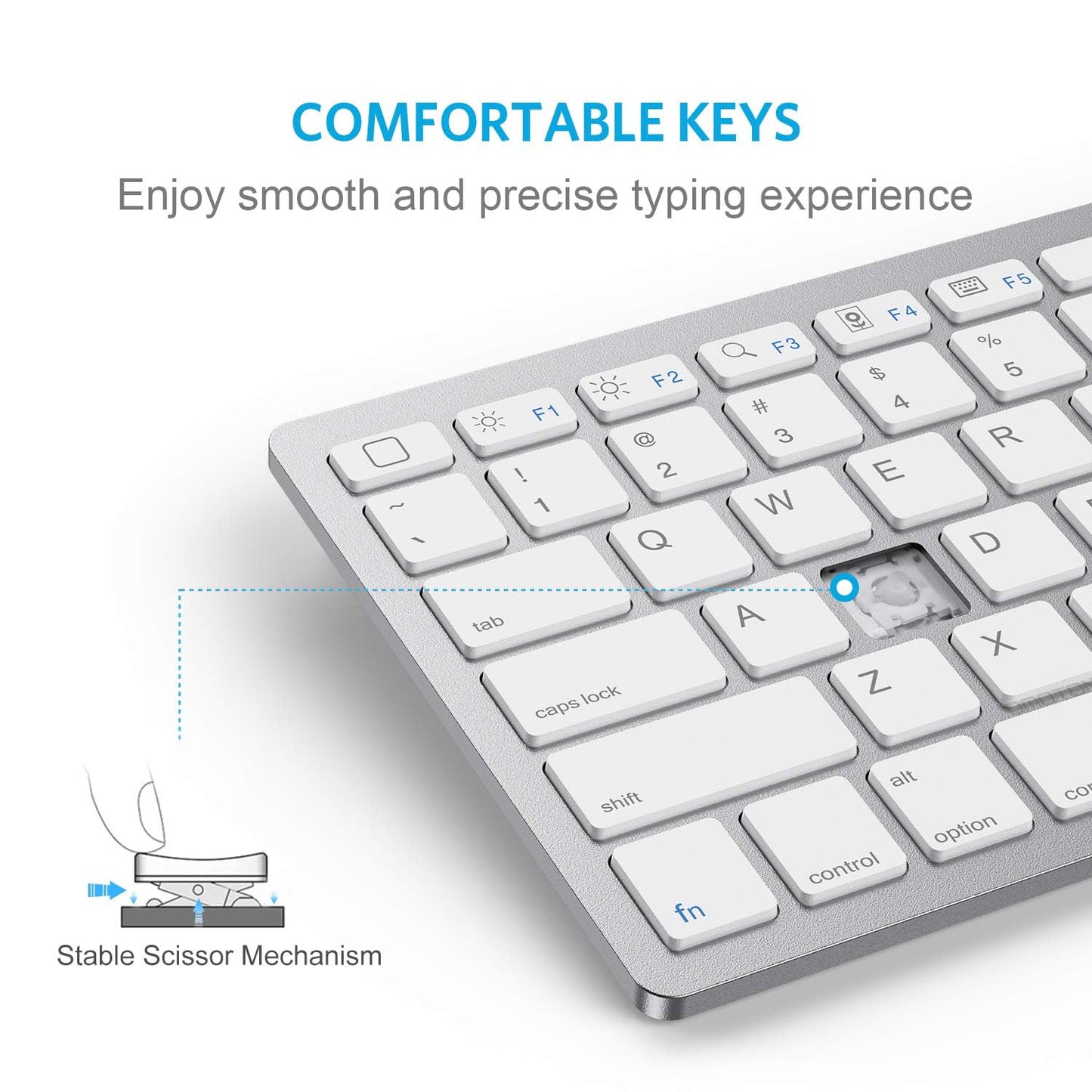 OMOTON Teclado Bluetooth Ultra Delgado (White)