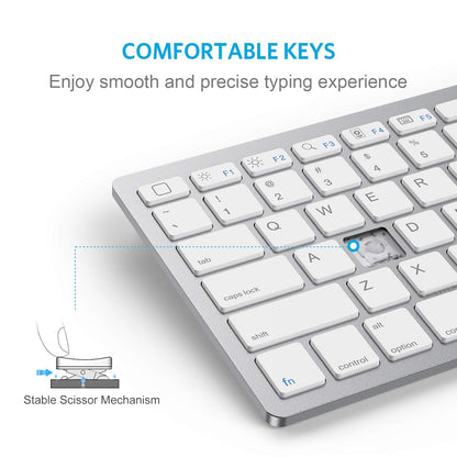OMOTON Teclado Bluetooth Ultra Delgado (White)