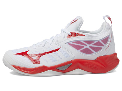 Mizuno Women's Wave Dimension Volleyball Shoe, White-Red