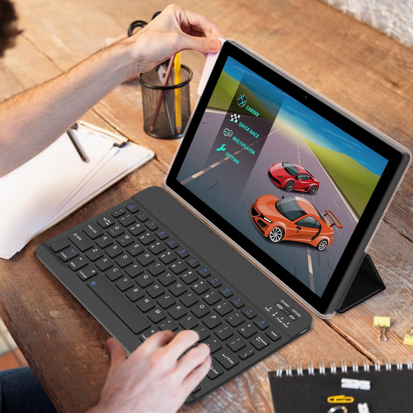 IWEGGO Android 15 Tablet, 10 Inch 18GB RAM+128GB ROM/ 2TB Expandable Tablet, 2.0GHz Quad-core Processor, 1280*800 HD Touch Screen, 5G WiFi6 BT 5.0, 2 in 1 Tablets with Keyboard Case Mouse Stylus Black