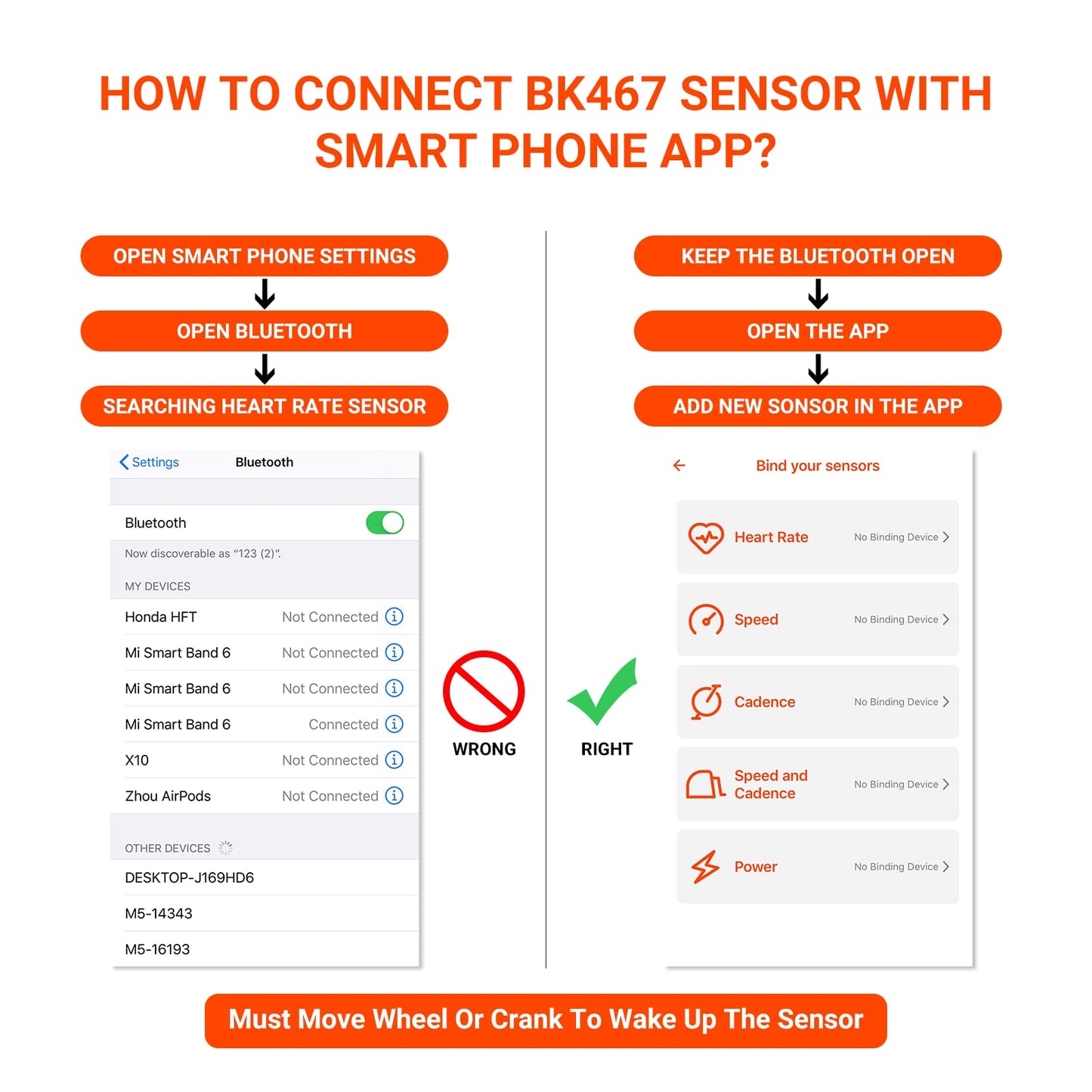 COOSPO Sensor Inalámbrico de Velocidad y Cadencia para Bicicletas