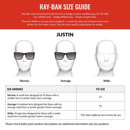 Ray-Ban Lentes de Sol Cuadrados Justin RB4165 para Hombre (Negro / 55MM)
