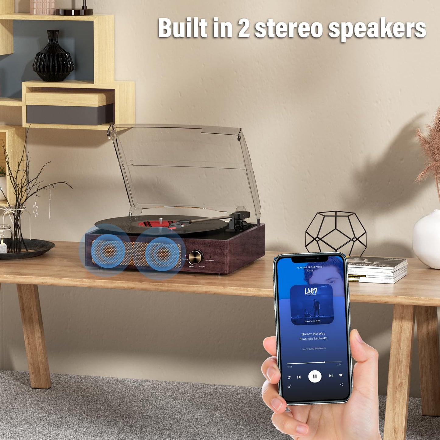 Tocadiscos Reproductor de Vinilos con Bluetooth