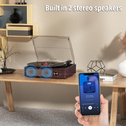 Tocadiscos Reproductor de Vinilos con Bluetooth