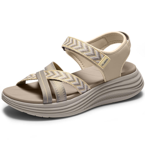 Vilanva Women's Comfortable Orthopedic Platform Walking Sandals with Arch Support Adjustable Buckle Cushioned Midsole for Plantar Fasciitis Relief Casual Sport Summer Outfits
