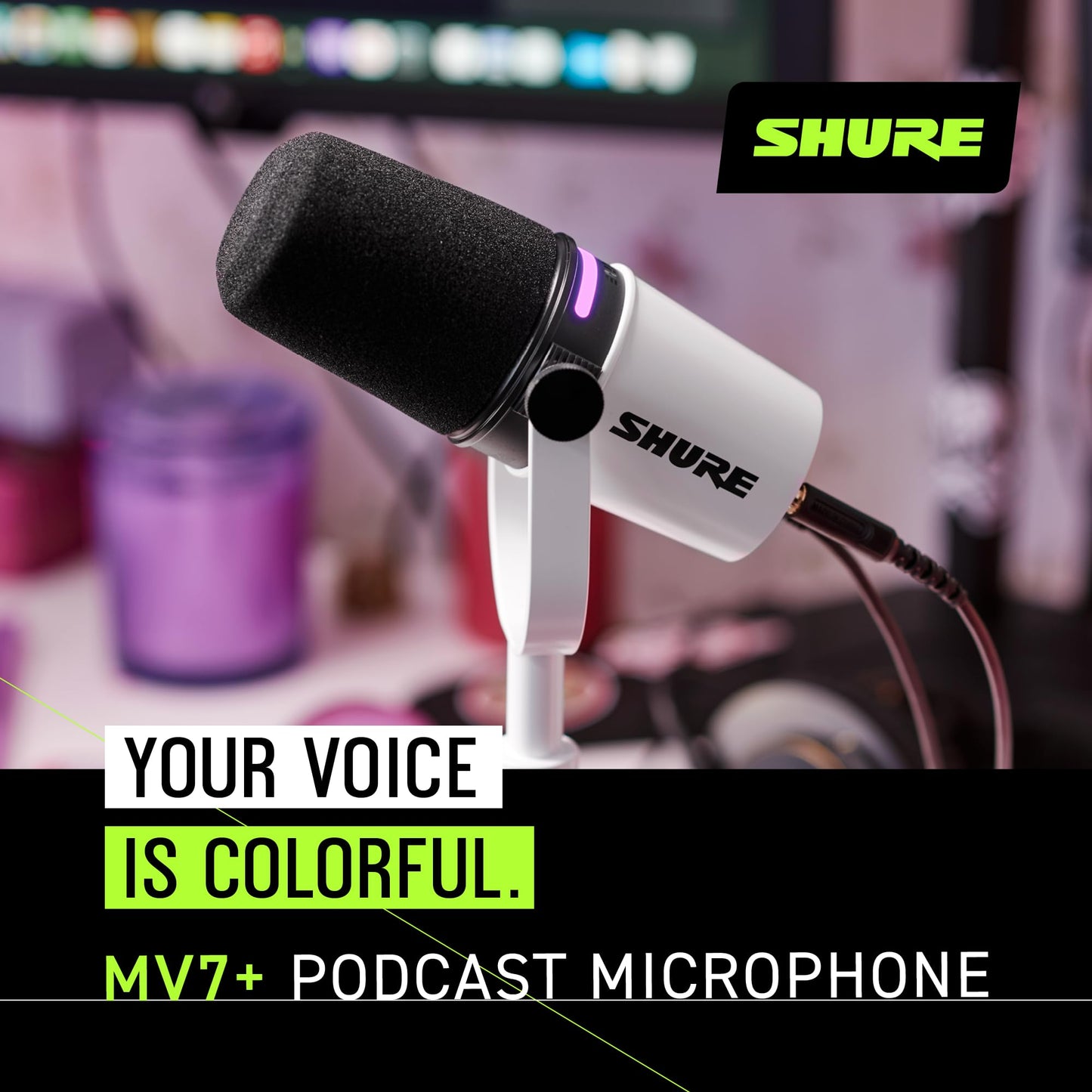 Shure MV7+ Micrófono Dinámico (Blanco)