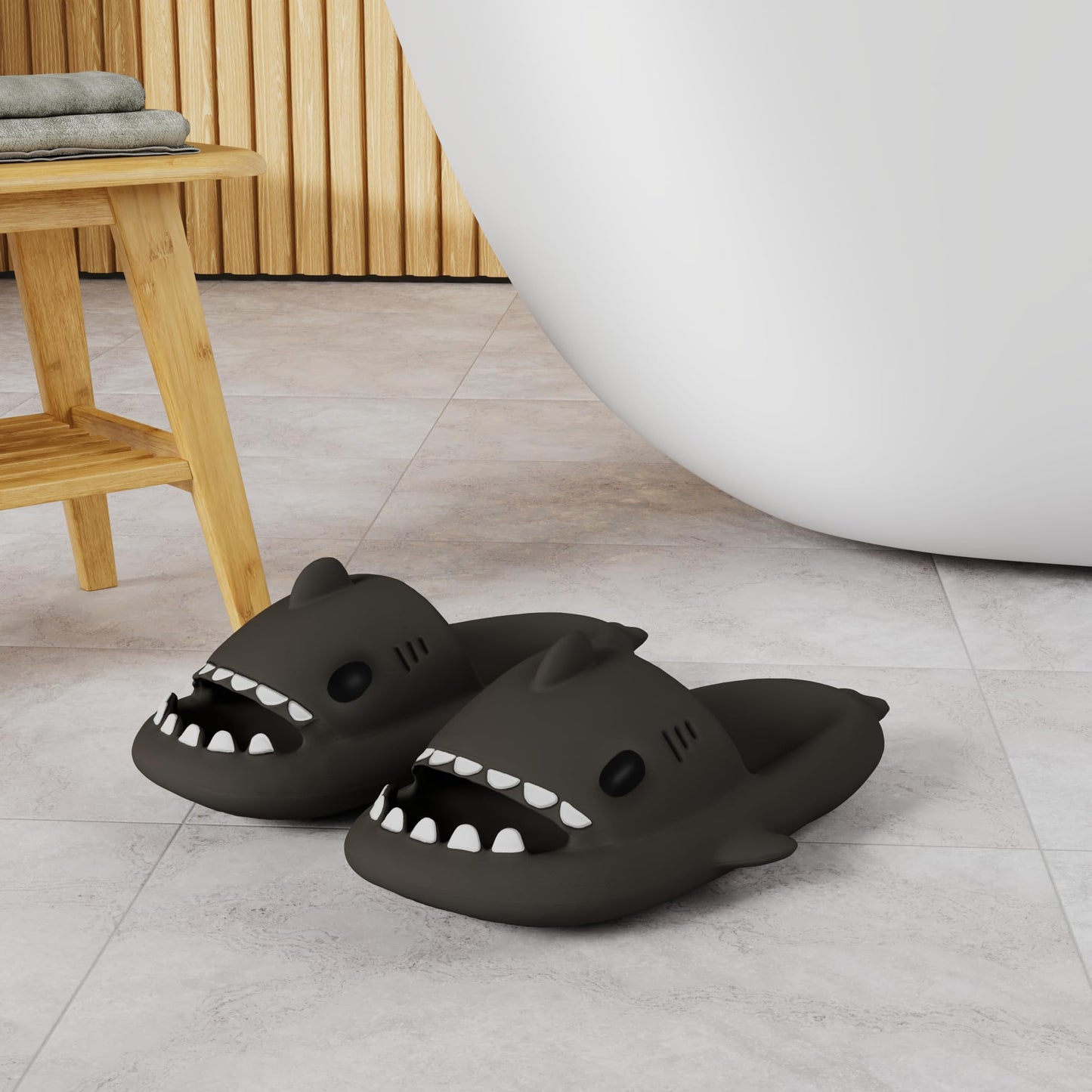 Hello Slippers Sandalias de Pez Pescador que Brillan en la Oscuridad (Negro / Talla EU 42-43)