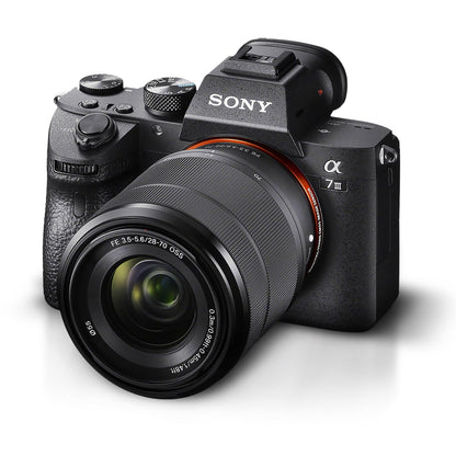 Sony α7 III Full-Frame Mirrorless Camera Kit with 28–70 mm OSS Lens (ILCE-7M3K/B) – 24.2 MP Sensor | 4K HDR Video | 64GB Memory Card, 2 x NP-FZ-100 Battery, Case, External Charger and More