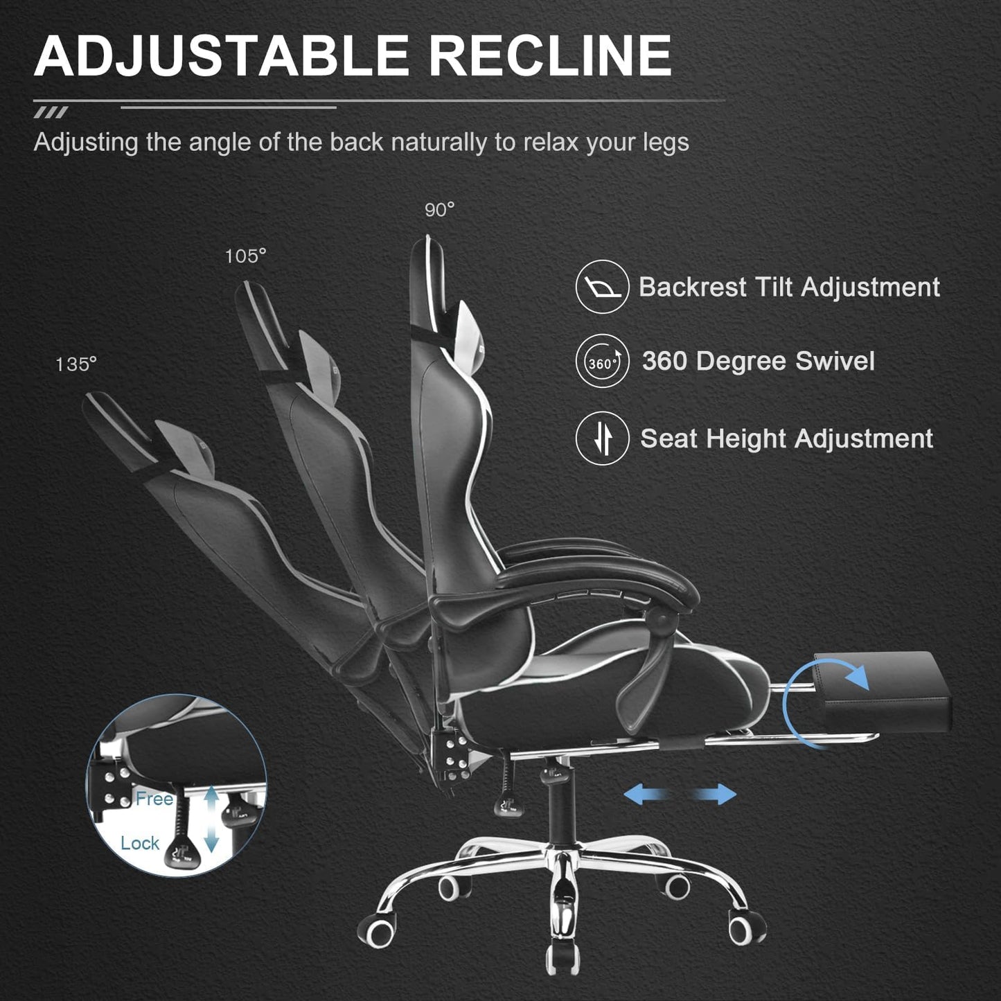 GTPLAYER Silla Gaming para Computadora (Pearl White)