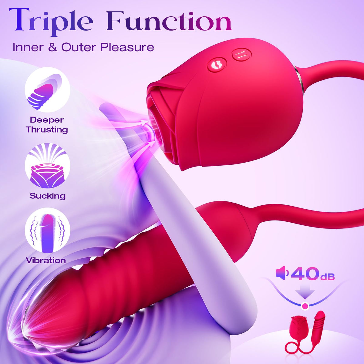 MOOLIGIRL Juguete Sexual Vibrador Tipo Rosa (10 Modos)