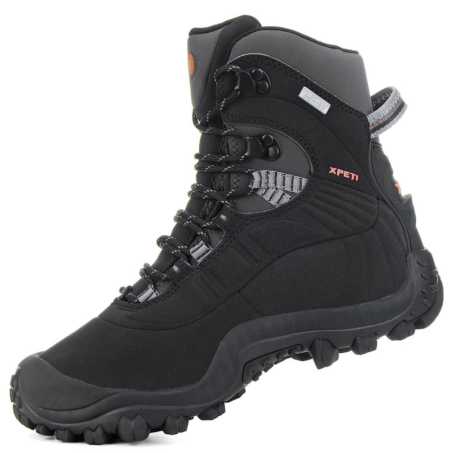 XPETI Men’s Thermator Mid-Rise Waterproof Hiking Boot Insulated Non-Slip Black 8