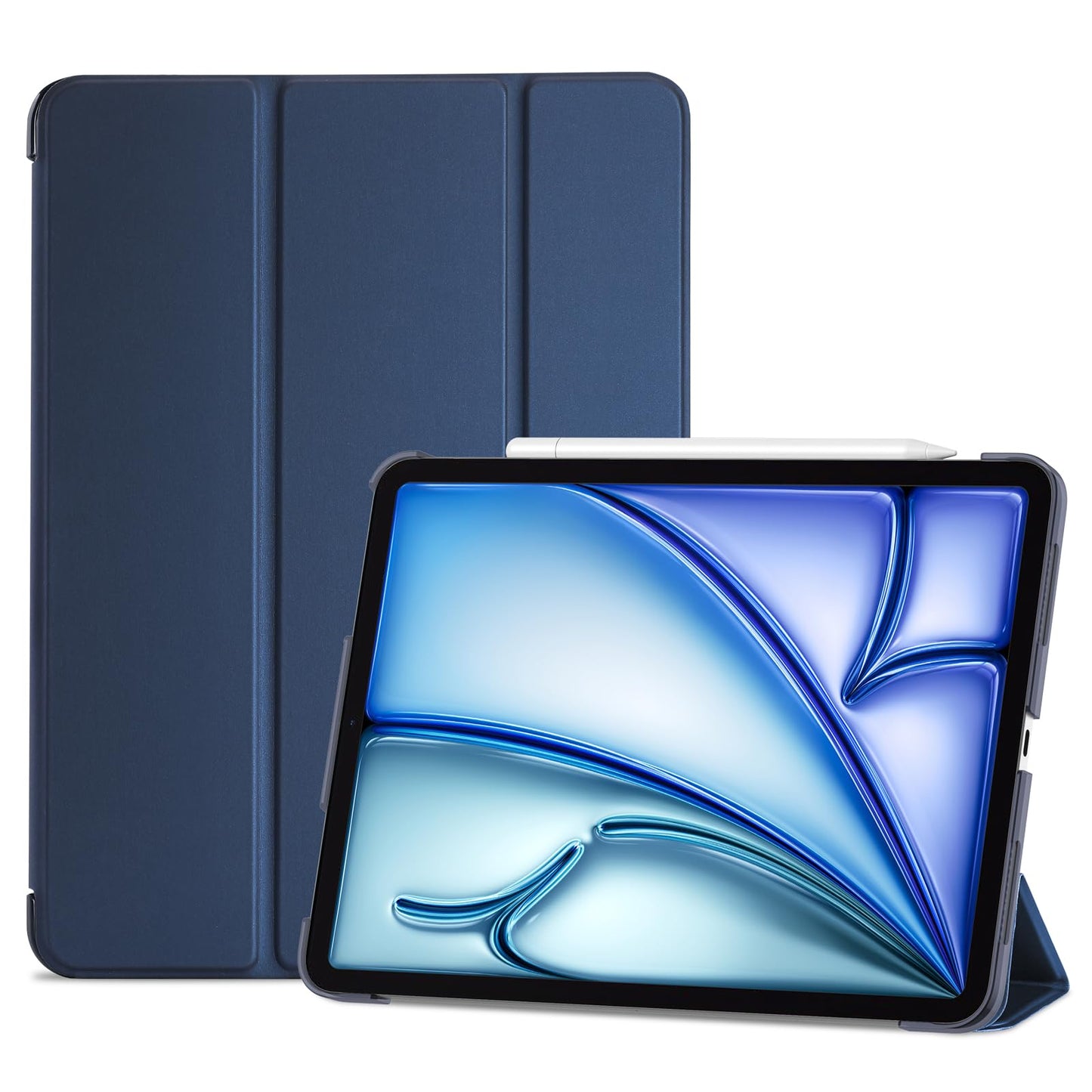 ProCase Smart Case for iPad Air 11-inch M4 (2026, 8th Gen) / M3 (2025) / M2 (2024) & 10.9 Inch iPad Air 5th (2022) & 4th (2020) – Protective Hard Back Cover with Auto Sleep/Wake - Navy