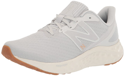 New Balance Women's Fresh Foam Arishi V4 Running Shoe, Summer Fog/Nimbus Cloud/Light Gold Metallic