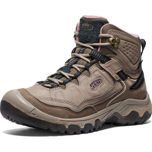 KEEN Women's Targhee 4 Mid Height Durable Comfortable Waterproof Hiking Boots, Brindle/Nostalgia Rose