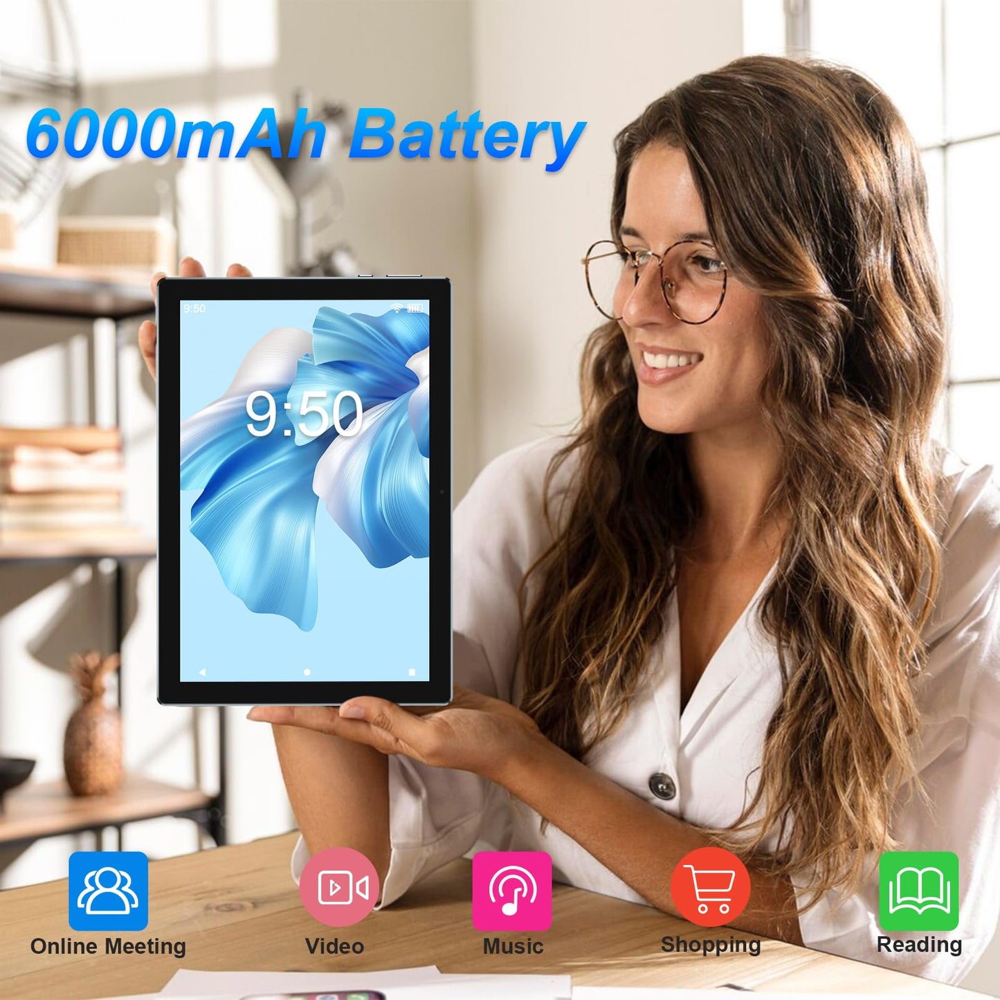 IWEGGO Android 15 Tablet, 10 Inch 18GB RAM+128GB ROM/ 2TB Expandable Tablet, 2.0GHz Quad-core Processor, 1280*800 HD Touch Screen, 5G WiFi6 BT 5.0, 2 in 1 Tablets with Keyboard Case Mouse Stylus Black