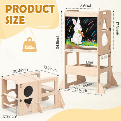 Woodure Taburete de Cocina 4 en 1 para Niños
