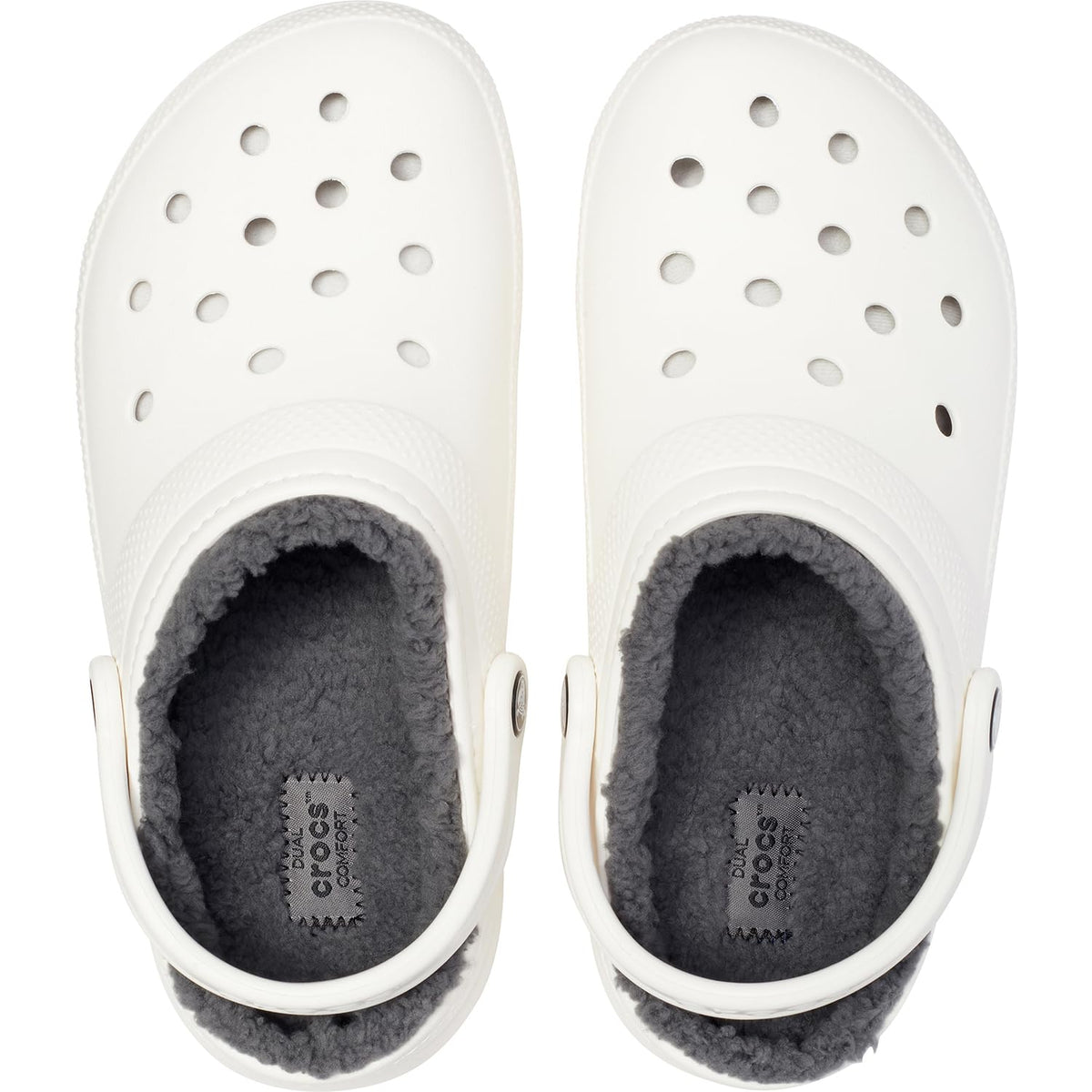 Crocs Men's and Women's Classic Lined Clog, White/Grey 2, US Men 5/Women 7